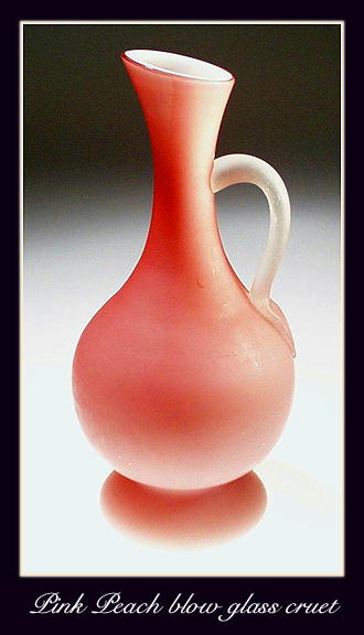 ANTIQUE PINK PEACH BLOW GLASS CRUET / GL027