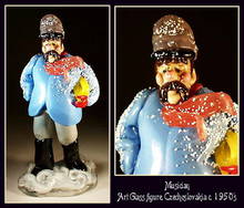 CZECH VINTAGE ART GLASS FIGURE MUSICIAN