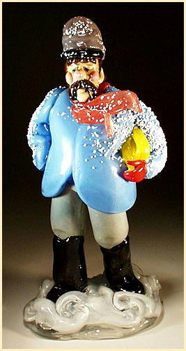 CZECH VINTAGE ART GLASS FIGURE MUSICIAN