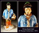 CZECH VINTAGE ART GLASS FIGURE MAN W BASKET