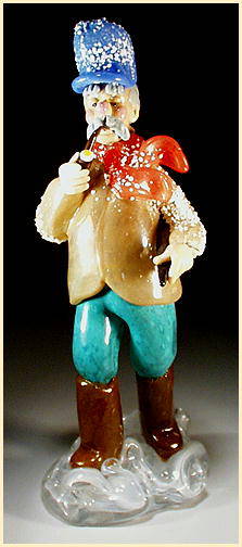 CZECH VINTAGE ART GLASS FIGURE MAN w CLARINET