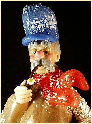CZECH VINTAGE ART GLASS FIGURE MAN w CLARINET
