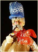 CZECH VINTAGE ART GLASS FIGURE MAN w CLARINET