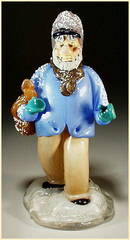 CZECH VINTAGE ART GLASS FIGURE MAN W SACK