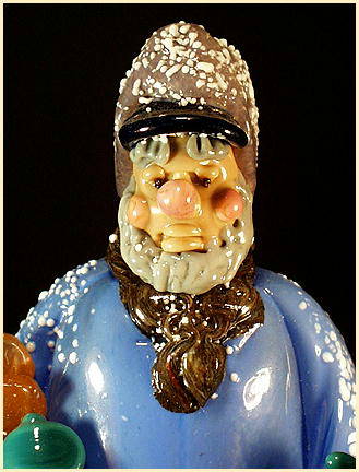 CZECH VINTAGE ART GLASS FIGURE MAN W SACK