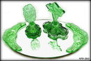 CZECH DECO GLASS VANITY TRAY GREEN NYPHS
