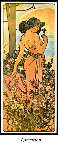 4 VINTAGE MUCHA ART NOUVEAU POSTERS