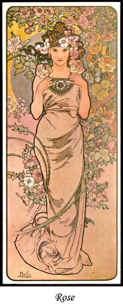4 VINTAGE MUCHA ART NOUVEAU POSTERS
