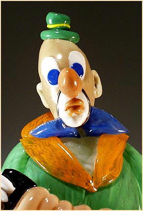 CZECH VINTAGE ART GLASS CLOWN W ACCORDION
