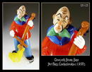 CZECH VINTAGE ART GLASS CLOWN W BROOM FIGURINE