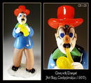 CZECH VINTAGE ART GLASS CLOWN W TRUMPET