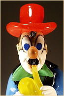 CZECH VINTAGE ART GLASS CLOWN W TRUMPET