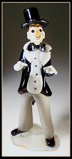 CZECH VINTAGE ART GLASS CLOWN CONDUCTOR