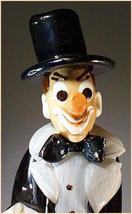 CZECH VINTAGE ART GLASS CLOWN CONDUCTOR