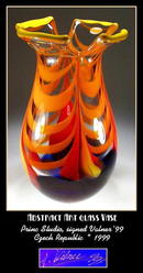 GORGEOUS SIGNED CZECH ART GLASS VASE - VALNER