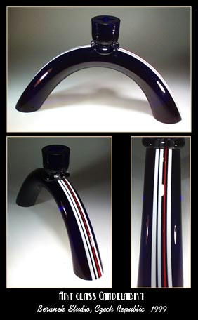 LARGE CZECH COBALT BLUE CANDLESTICK SGND