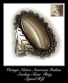 VINTAGE SIGNED AMERICAN INDIAN SILVER RING #83