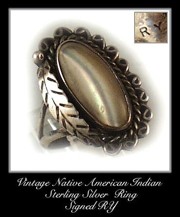 VINTAGE SIGNED AMERICAN INDIAN SILVER RING #83