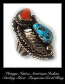 VINTAGE AMERICAN INDIAN SILVER TURQUOISE RING