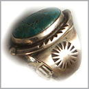 VINTAGE AMERICAN INDIAN SILVER TURQUOISE RING #91