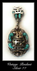 VINTAGE SILVER FAUX JADE PENDANT CZECHOSLOVAKIA