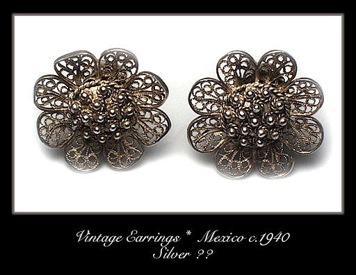 VINTAGE MEXICAN SILVER EARRINGS #102