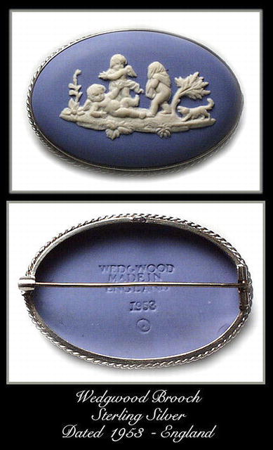 VINTAGE 1953 STERLING WEDGWOOD PUTTI BROOCH #107