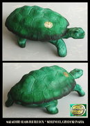 CZECH MALACHITE COLOR GLASS TURTLE POWDER BOX