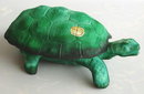 CZECH MALACHITE COLOR GLASS TURTLE POWDER BOX