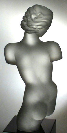 CZECH ART DECO GLASS FEMALE TORZO SCULPTURE