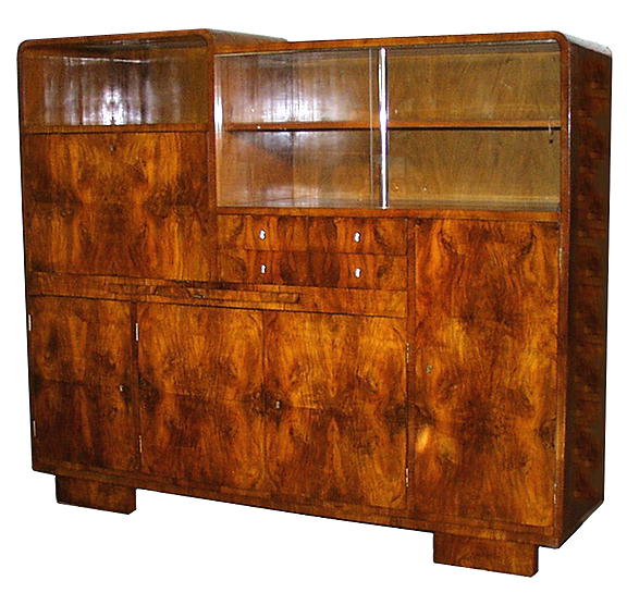 MAGNIFICENT ART DECO BURL WALNUT SECRETARY F-27