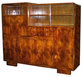 MAGNIFICENT ART DECO BURL WALNUT SECRETARY F-27
