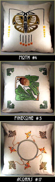 3 ARTS & CRAFTS MISSION EMBROIDERED PILLOWS