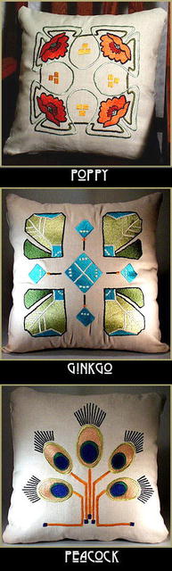 3 ARTS & CRAFTS MISSION EMBROIDERED PILLOWS