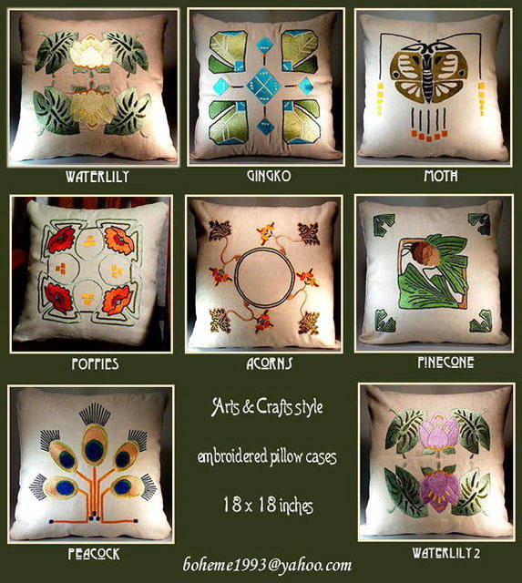3 ARTS & CRAFTS MISSION EMBROIDERED PILLOWS