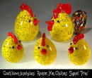 HANDBLOWN ART GLASS ROOSTER, HEN, CHICKENS 5 pc