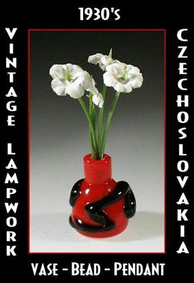 10 VINTAGE LAMPWORK BEAD VASE PENDANTS #295
