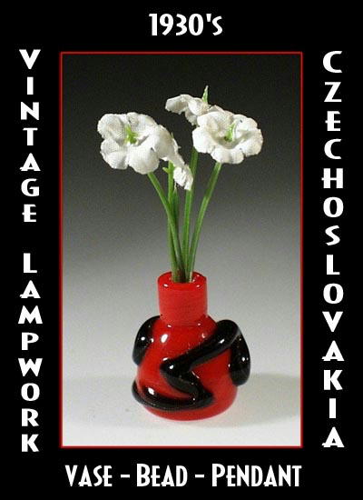 10 VINTAGE LAMPWORK BEAD VASE PENDANTS #295