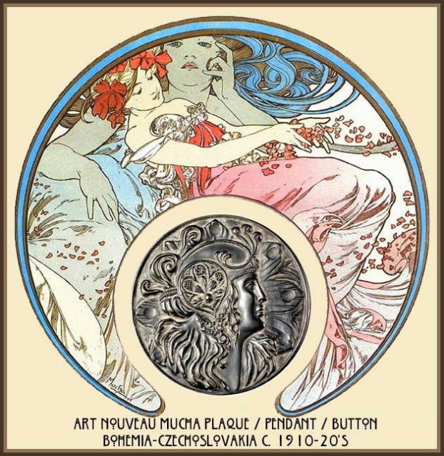 10 ART NOUVEAU MUCHA PENDANT CENTERPIECES