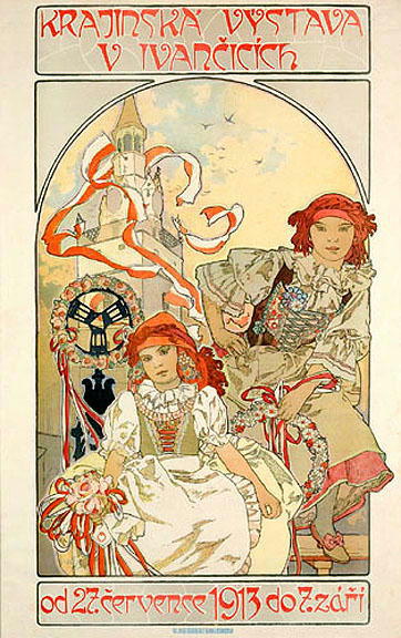 ORIGINAL MUCHA POSTER KRAJINSKA VYSTAVA 1912