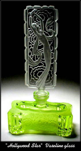 CZECH URANIUM GLASS HOLLYWOOD STAR PERFUME