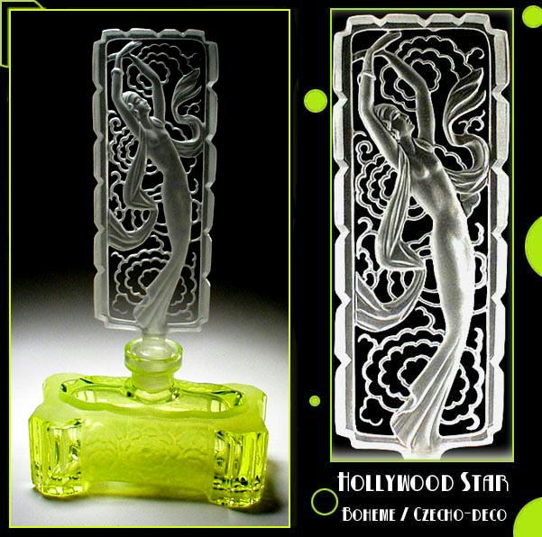 CZECH URANIUM GLASS HOLLYWOOD STAR PERFUME