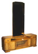 ART DECO BURL ELM ROOT VANITY WITH MIRROR F-37