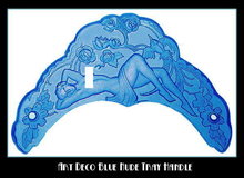 2 CZECH ART DECO BLUE NYMPH HANDLES for vanity tray