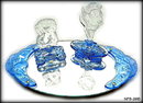 2 CZECH DECO BLUE NYMPH HANDLES for vanity tray