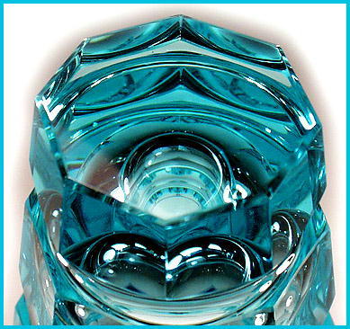 ART DECO CUT AQUA CRYSTAL SGND VASE #3