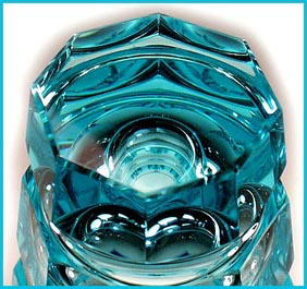ART DECO CUT AQUA CRYSTAL SGND VASE MOSER