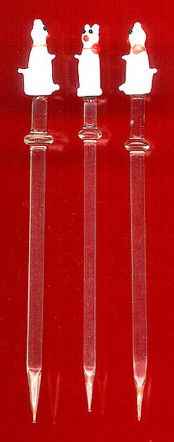 12 ART DECO GLASS CAT HORS D'OEUVRE PICKS
