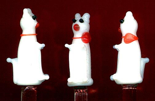 12 ART DECO GLASS CAT HORS D'OEUVRE PICKS