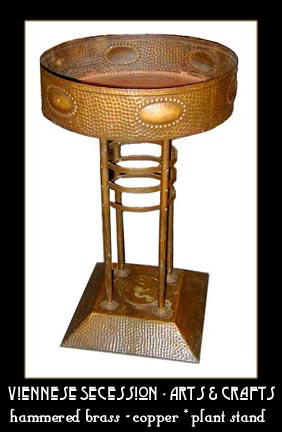 ARTS & CRAFTS HAMMERED COPPER/BRASS PLANT STAND